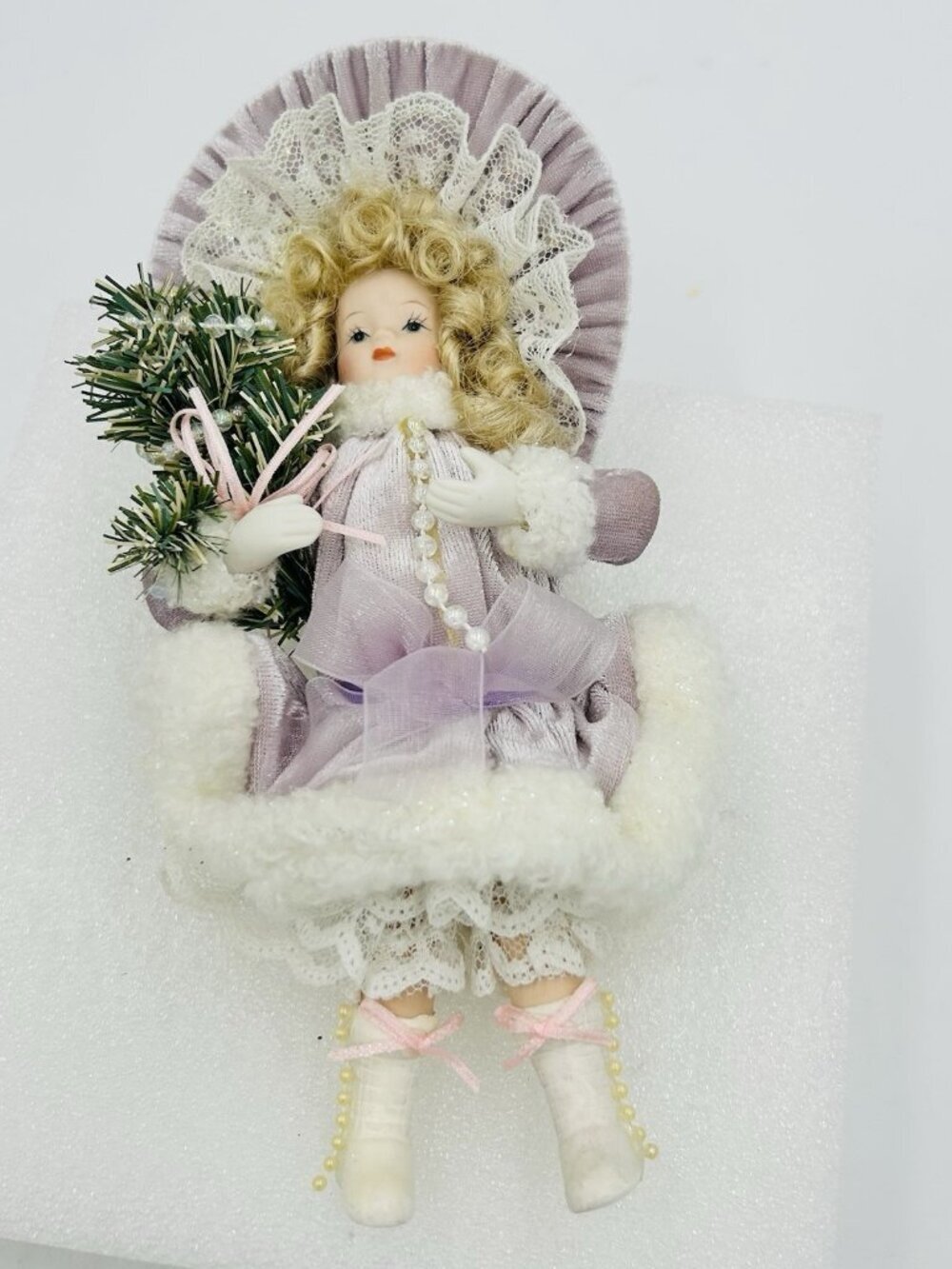 Kurt S. Adler Fleur de Lis Collectible Doll Porcelain 8 Inch Ornament Purple